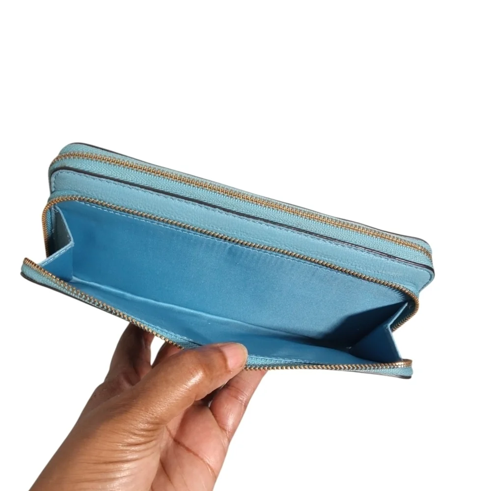 Blue Leather Wristlet Wallet